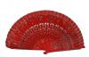 Cheap Red Wood Fan with Painted Flowers
