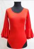 Economical Long-Sleeved Red Leotard with Ruffle for Adults