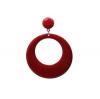 大型火烈鸟圆形珐琅彩环形耳环。红色