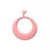 大型火烈鸟圆形珐琅彩环形耳环。粉红色