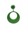 塑料弗拉门戈耳环。巨大的环状物。开心果绿