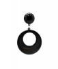 Plastic Flamenco Earrings. Medium Hoop. Black