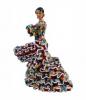 Flamenco dancer with multicoloured mosaic style dress. 20 cm