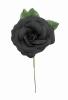 Rose de taille moyenne noire unie CH. Fleur en tissu. 9cm