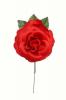 Rose de taille moyenne rouge unie CH. Fleur en tissu. 9cm