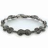 Silver Bracelet with Marcasite Stones, Chains with a Shape of Rings and Bars
