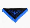 Black Triangular Shawl Embroidered in Blue. 160cm X 70cm