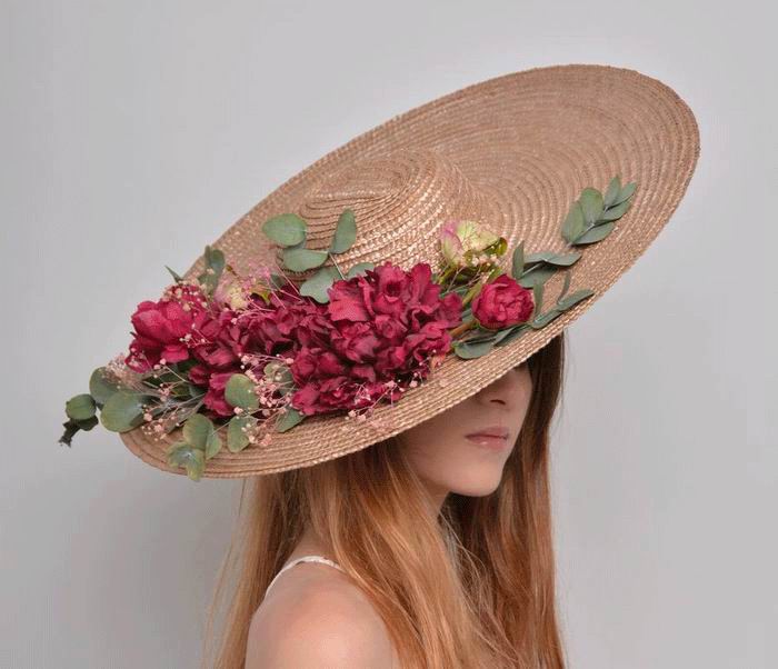 Sombrero de paja canotier para bodas y eventos
