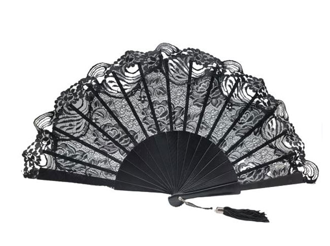 Black Lace Maid of Honor Fan. Ref. 1706