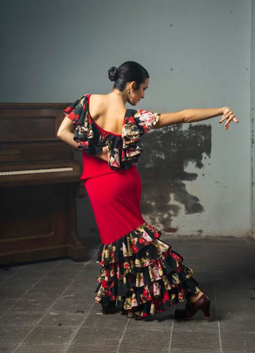 Kids Black/Red Practice Flamenco Skirt - Everything Flamenco -