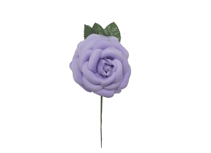 Rose de taille moyenne mauve unie CH. Fleur en tissu. 9cm