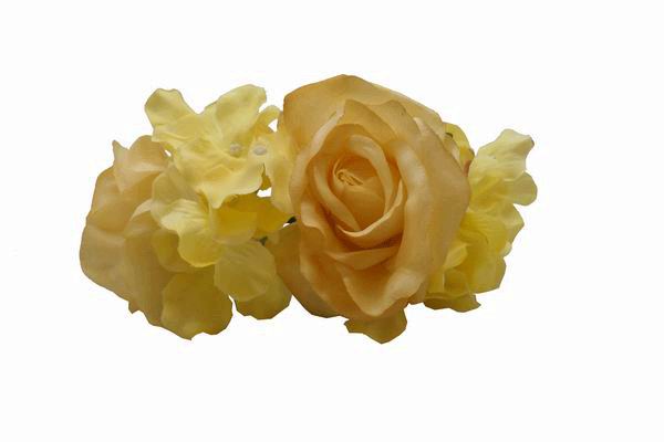 Tocado de Rosas Combinado con Otras Flores.  Amarillo. 22cm