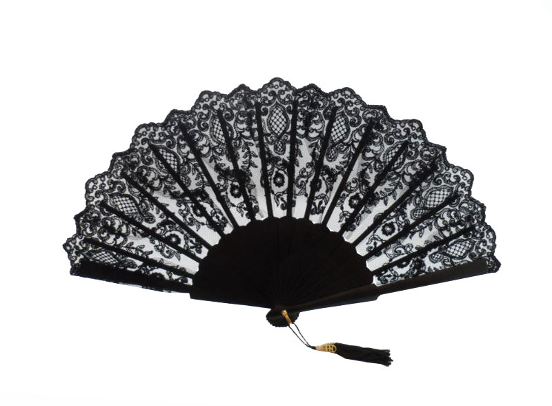 Ceremony Fan for Maid of honour with Black Lace