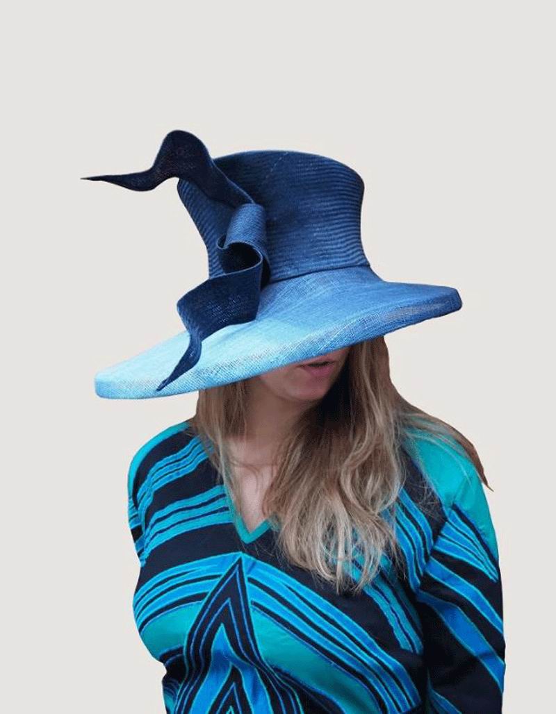 Blue Hat in Sinamay. Alice Model
