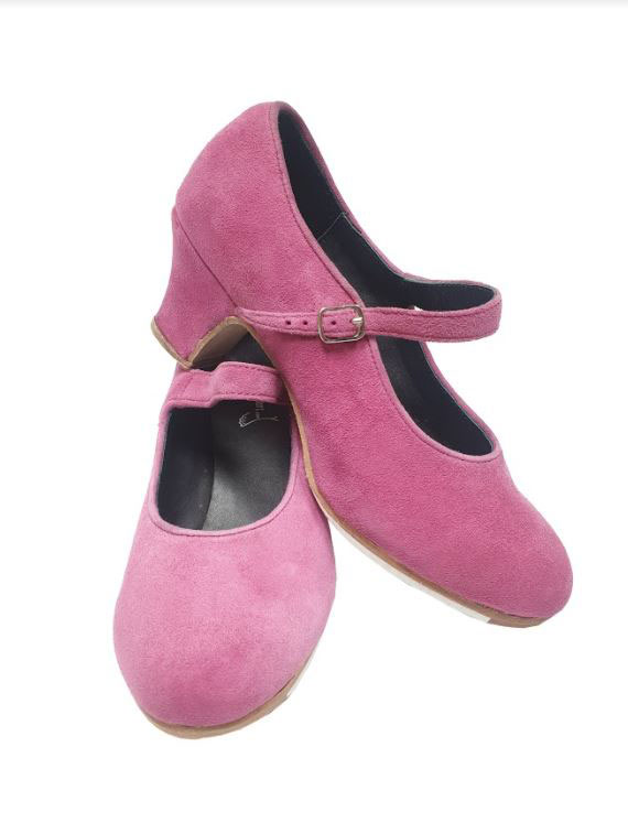 Pink Suede Semi-Profesional Flamenco Shoes Model Mercedes. Flamencoexport. T-38