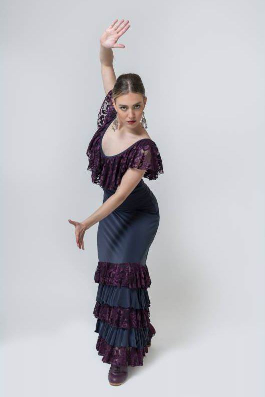 perfeclan Jupe de Danse Flamenco Longue en Maille Paillettes Silhouette Parfaite pour Femmes