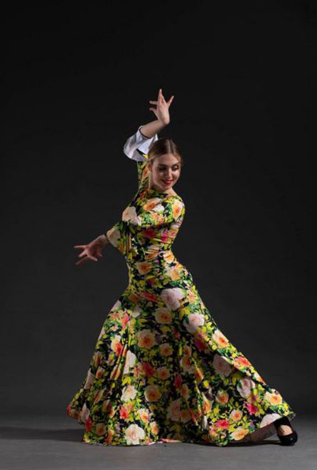 Falda para Baile Flamenco Cala Con Fajin Estampada. Davedans