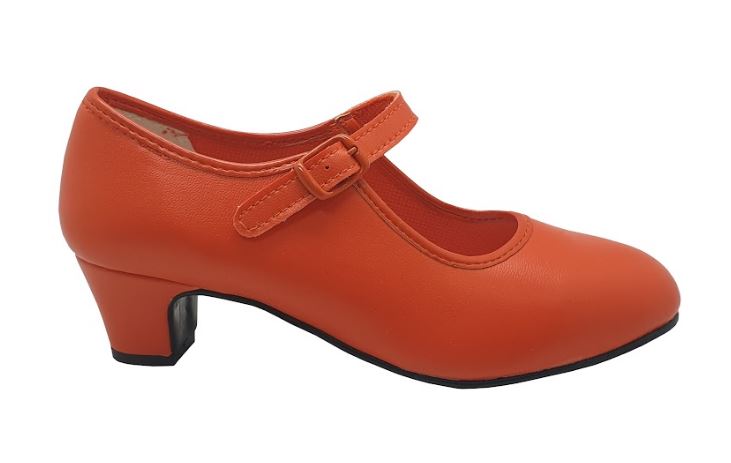 Chaussures de flamenco orange avec lanière