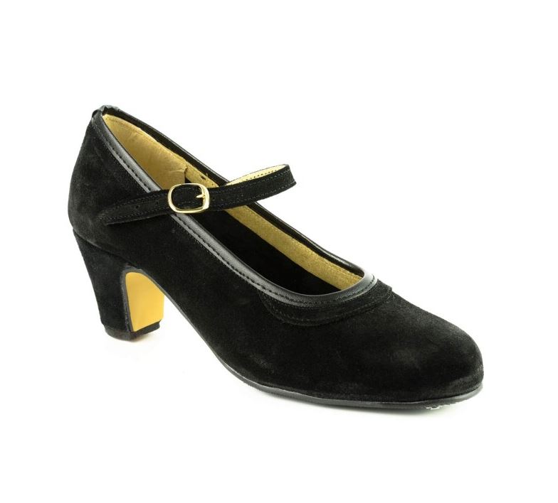 Classic Spanish Flamenco Shoes for Beginners in Suede with Buckle
