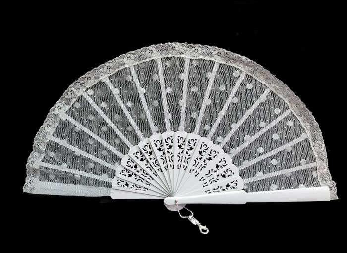 Ceremony Fan for Maid of honour with silver lace. Ref. 1628