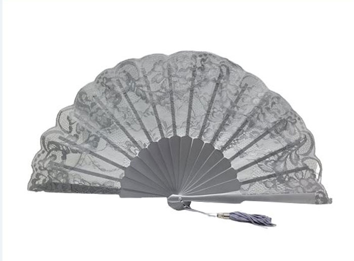 Ceremony Fan for Maid of honour with silver lace