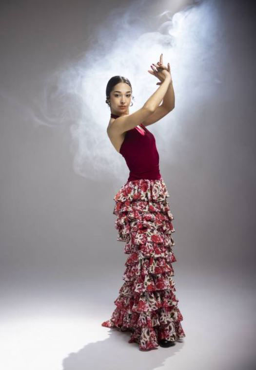 Jupe de Flamenco modèle Bienne Flores Rojas. Davedans