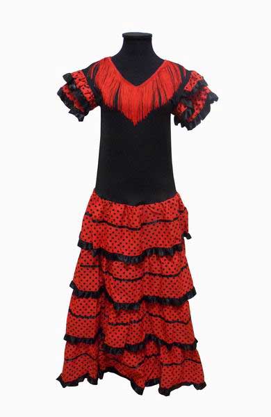 パ－ティコスチューム 黒と赤色のフラメンコ衣装