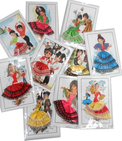 Cartes Postales Infantiles de Flamencas. Robe 3D. Pack 10 Unités