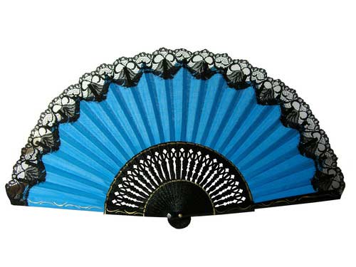 Small Flamenco Dance Fan With Lace. 44 cm X 25cm.