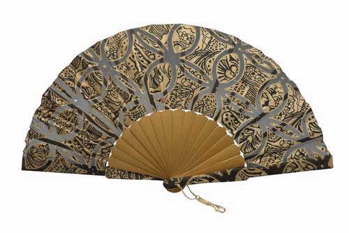 Silk and transparent fan with strass details. Ref.6103