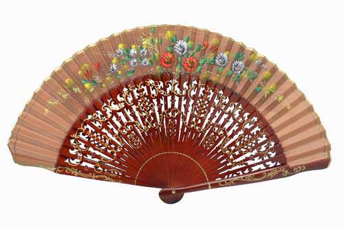 Walnut Colour Painted Fan with Flowers Ref. 115NGL