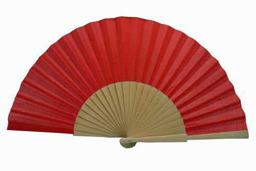 Plain Red Varnished Wooden Fan