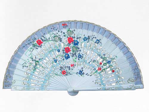 Painted fan with flowers. White. Ref. 117BCO
