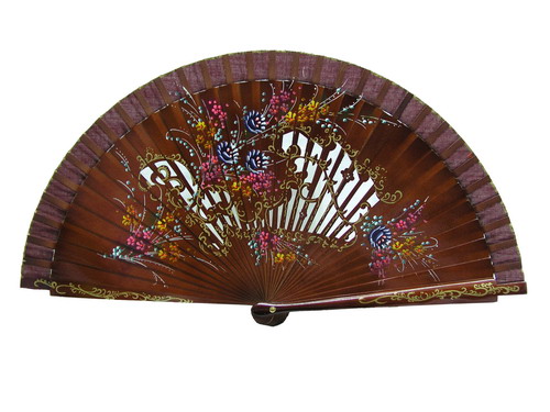 Hand painted fans with floral motifs. Maroon. Ref.112