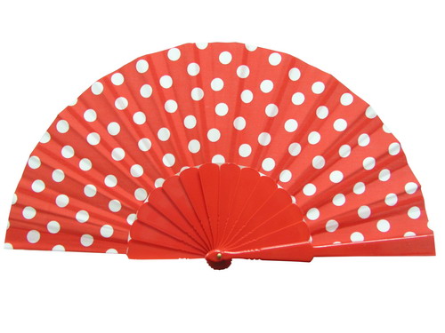 Ploka Dots Fan With Red Background and White Polka Dots