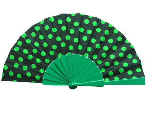 Polka Dots Fan With Black Background and Green Polka Dots