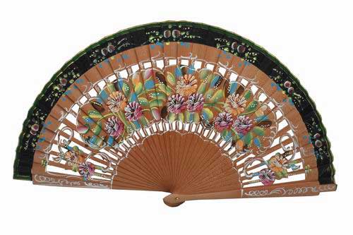 Two sides sycamore wood openwork fan
