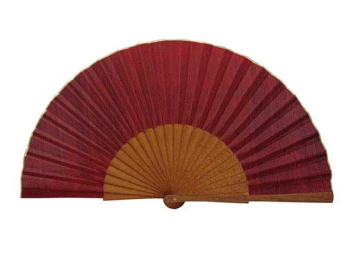 Plain silk Fan. Maroon