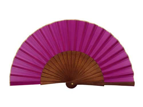 Silk fan for handbag. Fuschia