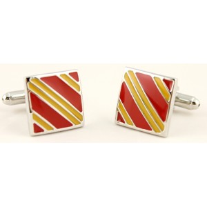 Square Cufflinks Spanish Flag with large yellow and red strips