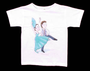 Flamenco T-shirt - couple bleu avec eventail