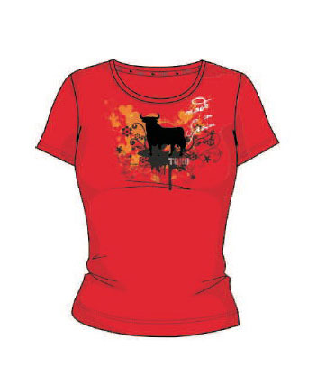 T-shirt taureau Osborne rouge nature pour femme
