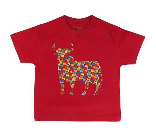 Camisetas para niños. Toros de Osborne en colores. Roja