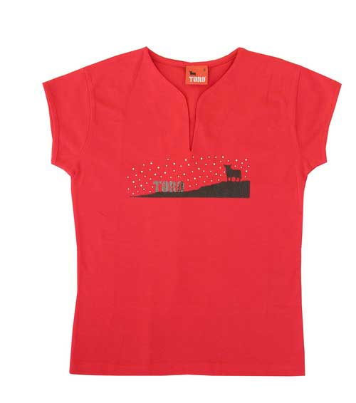 Camiseta Toro Osborne Estrellas para Mujer. Roja