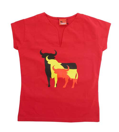 Camiseta 3 Toros Osborne Roja para Mujer
