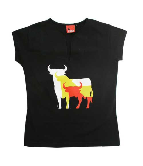 Camiseta 3 Toros Osborne Negra para Mujer