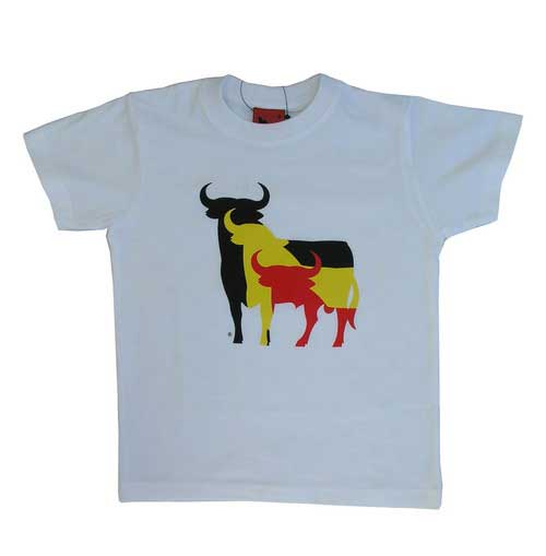 Camiseta 3 Toros Osborne para niño. Blanca