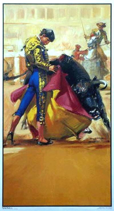 Carteles taurinos con escenas de toros - Ref. 206