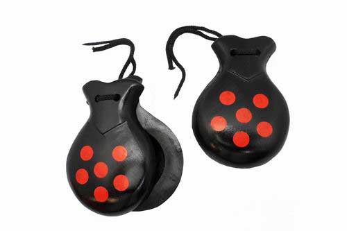Souvenir Black with Red Polka Dots Castanets
