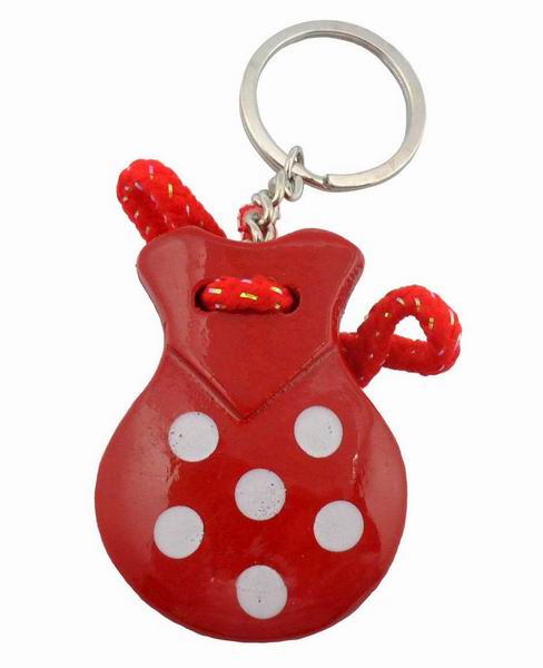 Key ring Red Castanet White Dots